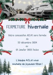 FERMETURE D'HIVER 2024